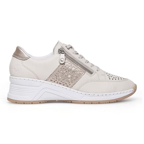 Tenisky Rieker N4344-60 Přírodní kůže (useň) - Lícová