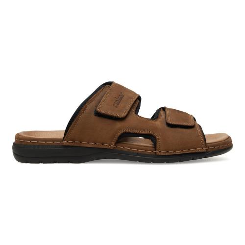 Pantofle Rieker 25559-25 Přírodní kůže (useň) - Nubuk