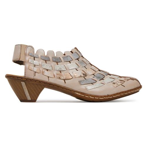 Lodičky Rieker 46778-64 Syntetický materiál,Přírodní kůže (useň) - Lícová