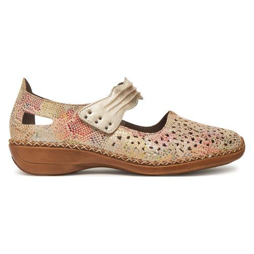 Polobotky Rieker 41399-92 Přírodní kůže (useň) - Lícová