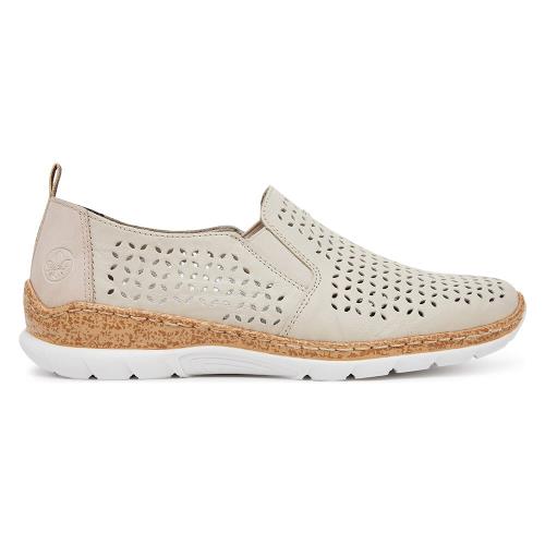 Polobotky Rieker N4251-60 Přírodní kůže (useň) - Lícová