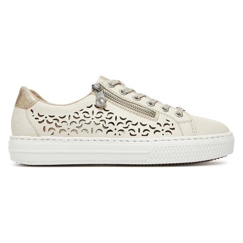 Tenisky Rieker L5904-60 Přírodní kůže (useň) - Lícová