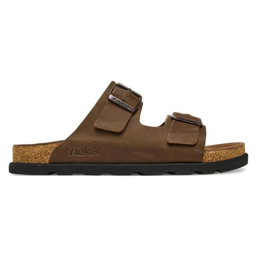 Pantofle Rieker 21190-26 Přírodní kůže (useň) - Nubuk