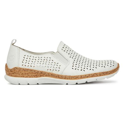 Polobotky Rieker N4251-80 Přírodní kůže (useň) - Lícová