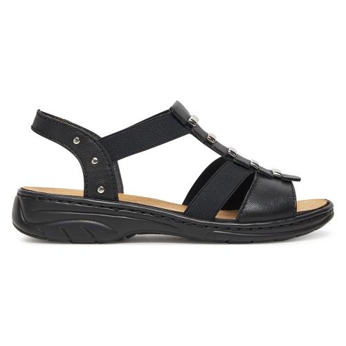 Sandály Rieker 64580-00 Syntetická tkanina,Přírodní kůže (useň) - Lícová