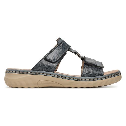 Pantofle Rieker 60428-14 Syntetický materiál,Přírodní kůže (useň) - Lícová