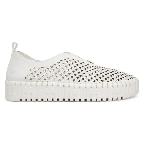 Polobotky Rieker M8351-80 Syntetický materiál,Přírodní kůže (useň)/-Přírodní kůže (useň)