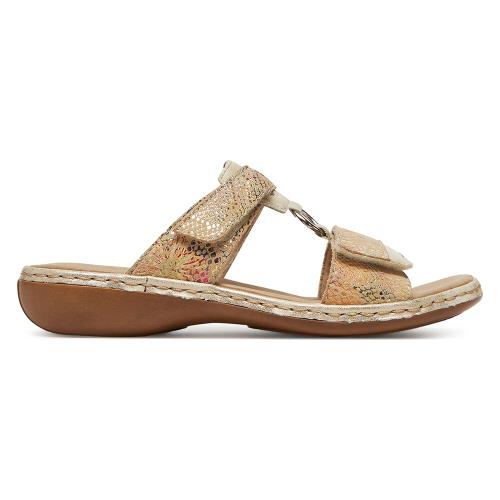 Pantofle Rieker 659X6-90 Syntetický materiál,Přírodní kůže (useň) - Semiš