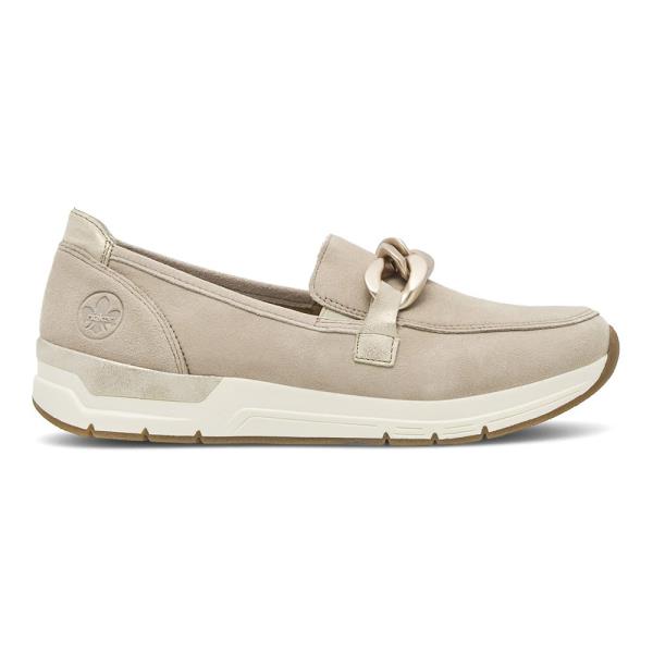 Polobotky Rieker 58944-60 Přírodní kůže (useň) - Semiš