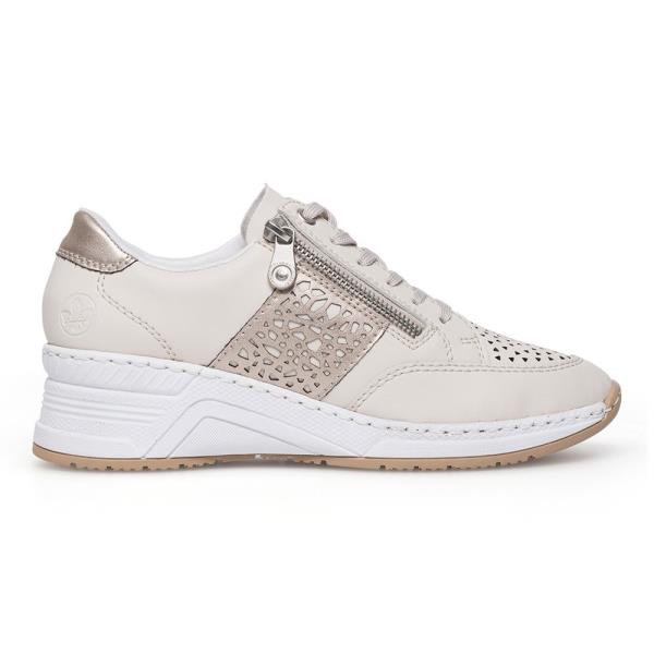 Tenisky Rieker N4344-60 Přírodní kůže (useň) - Lícová