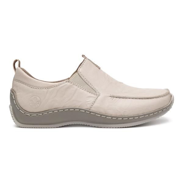 Polobotky Rieker L1779-60 Přírodní kůže (useň) - Lícová