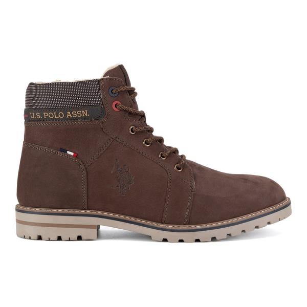 Šněrovací boty U.S. POLO ASSN. POLY001M/DLT1 Látkový materiál,Přírodní kůže (useň) - Nubuk
