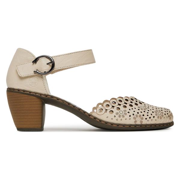 Lodičky Rieker 40902-60 Přírodní kůže (useň)/-Přírodní kůže (useň)