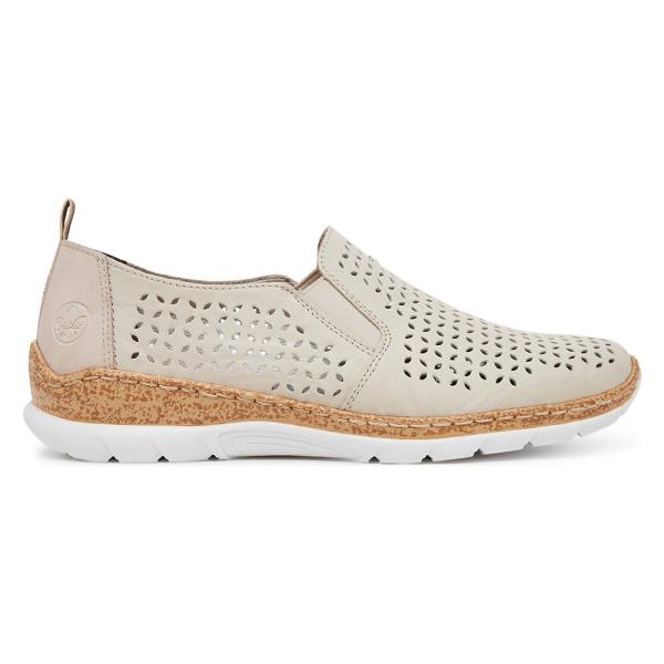 Polobotky Rieker N4251-60 Přírodní kůže (useň) - Lícová