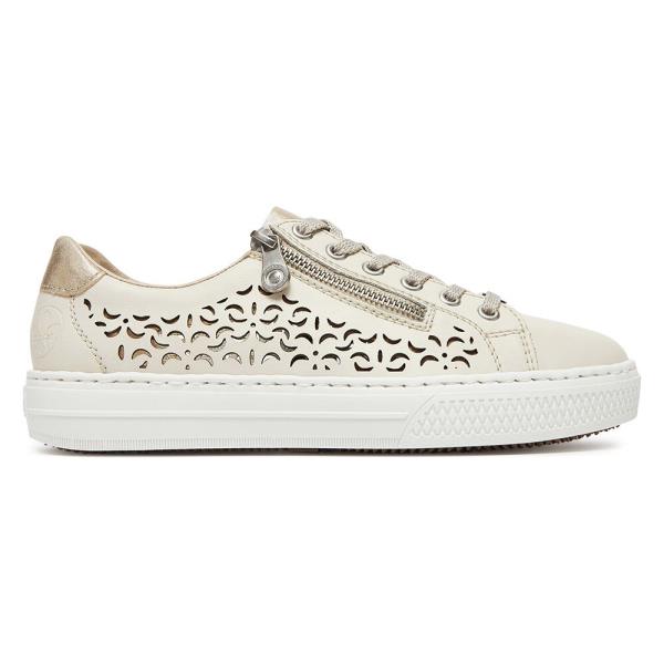 Tenisky Rieker L5904-60 Přírodní kůže (useň) - Lícová