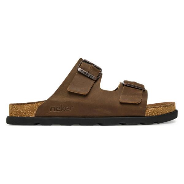 Pantofle Rieker 21190-26 Přírodní kůže (useň) - Nubuk