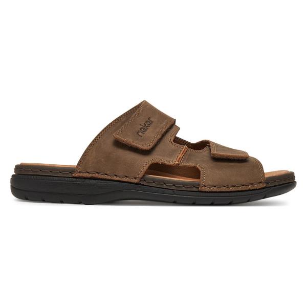 Pantofle Rieker 25592-25 Přírodní kůže (useň) - Nubuk