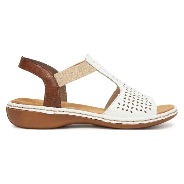 Sandály Rieker 65917-80 Syntetický materiál,Přírodní kůže (useň)/-Přírodní kůže (useň)