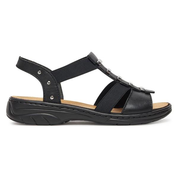 Sandály Rieker 64580-00 Syntetická tkanina,Přírodní kůže (useň) - Lícová