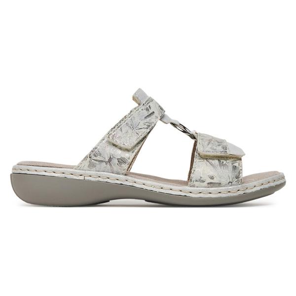 Pantofle Rieker 659X6-80 Syntetický materiál,Přírodní kůže (useň) - Semiš,Přírodní kůže (useň)/-Leštěná